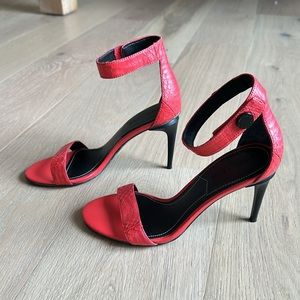Coral red high heels